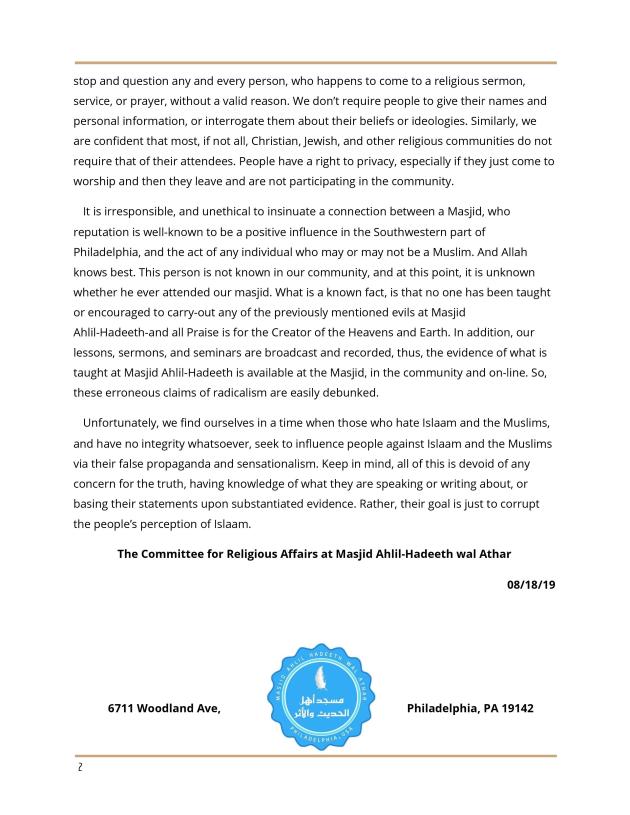 Masjid Ahlil Hadeeth Wal Athar Condemns Act of Violence_0002